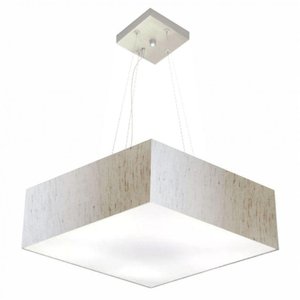 Lustre Quadrado Md-4198 Tecido 15/60x60cm Bivolt Linho Bege