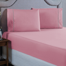 Jogo de Cama Casal com Elástico e Fronha 400 Fios com Ponto Palito 3 Peças Qualidade:rose - 2