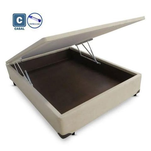 Cama Box Cama Baú Casal Bege Suede
