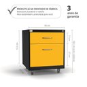 Ver imagem 2 de Gaveteiro de Aço 2 Gavetas com Chave e Rodízios com Trava e Gaveta p/Pasta Suspensa Amarelo/Preto