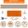 Rede Multiuso Zaka Volei Beach Futevolei sem banda lateral Laranja 9,60m x 1m - 6