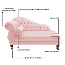 Ver imagem 3 de Recamier Divã Namoradeira Larissa 185cm Direito de Quem Senta Suede Rosa Bebe - Incasa Decor