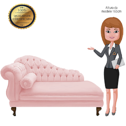 Recamier Divã Namoradeira Larissa 185cm Direito de Quem Senta Suede Rosa Bebe - Incasa Decor - 5
