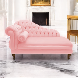 Recamier Divã Namoradeira Larissa 185cm Direito de Quem Senta Suede Rosa Bebe - Incasa Decor - 2