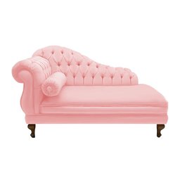 Recamier Divã Namoradeira Larissa 185cm Direito de Quem Senta Suede Rosa Bebe - Incasa Decor - 1