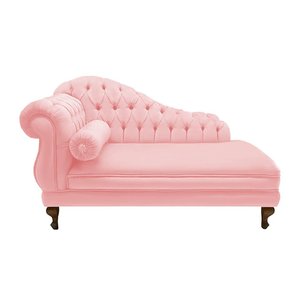 Recamier Divã Namoradeira Larissa 185cm Direito de Quem Senta Suede Rosa Bebe - Incasa Decor