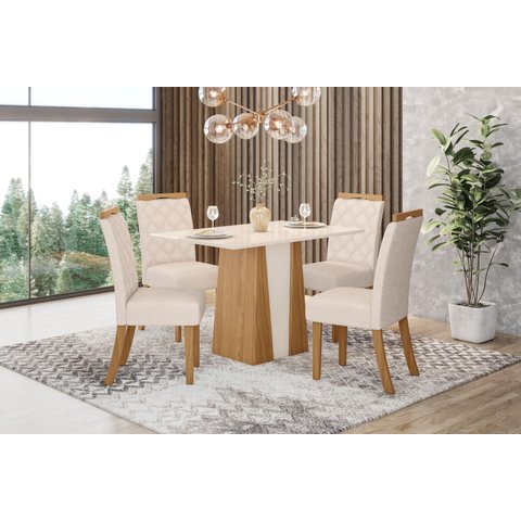 Mesa de Jantar Orus 120 4 Cad. Bella Linho - Henn
