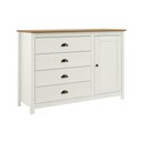 Ver imagem 2 de Cômoda Quarto Madeira Maciça 125cm 4 Gavetas 1 Porta Ravelo F07- D'Rossi