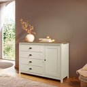Ver imagem 1 de Cômoda Quarto Madeira Maciça 125cm 4 Gavetas 1 Porta Ravelo F07- D'Rossi