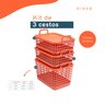 Kit 3 cestos telados de plástico 2p/1m terracota – Oikos - 2