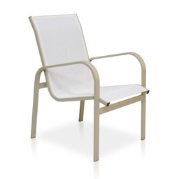 Cadeira Em Tela Sling Com Estrutura Bege E Tela Branco - 1