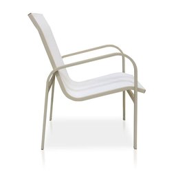 Cadeira Em Tela Sling Com Estrutura Bege E Tela Branco - 3