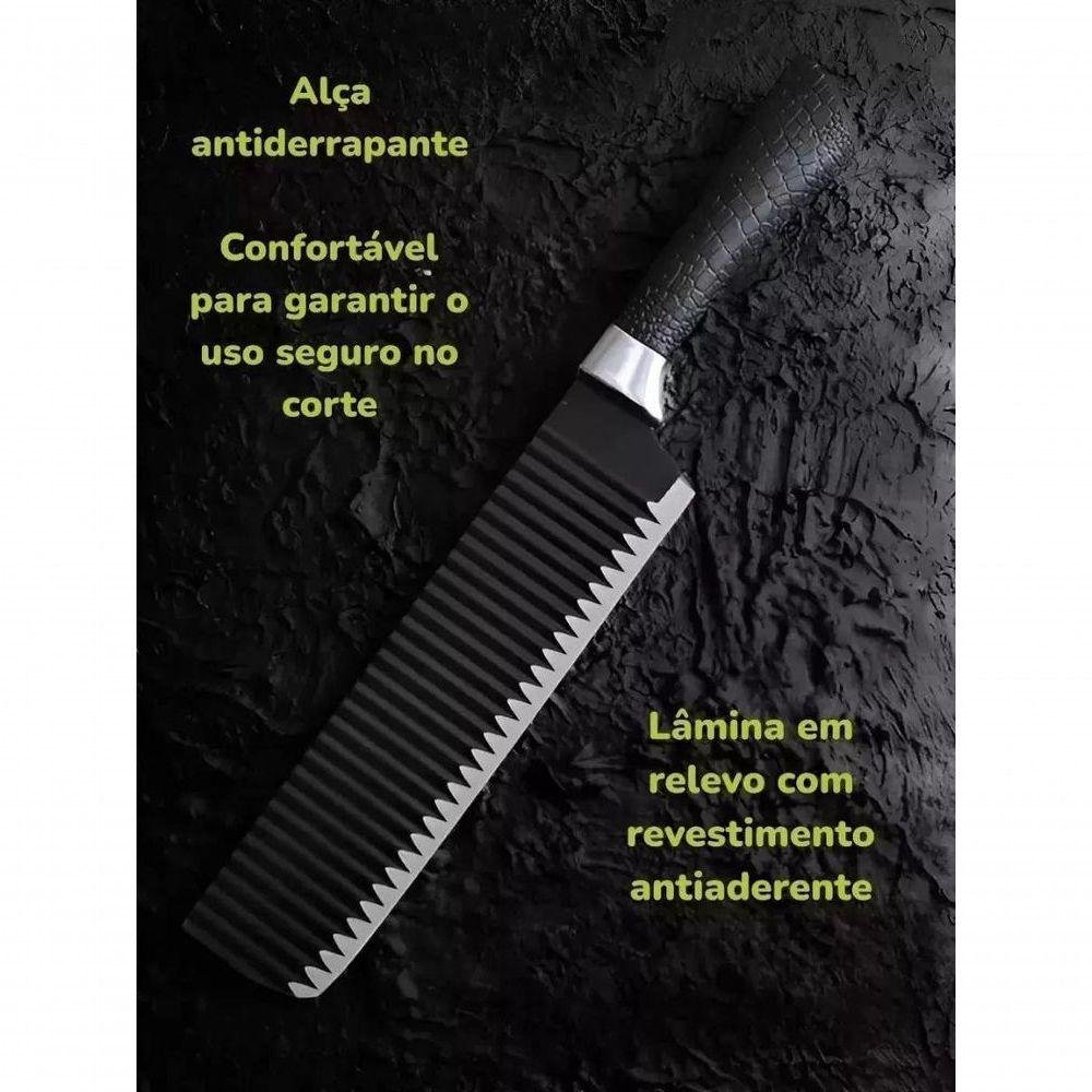 Conjunto Facas 6 Peças Profissionais Antiaderente Preto - 4