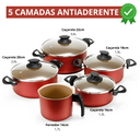 Ver imagem 3 de Jogo de Panelas 05 Peças Antiaderentes C/ Tampas de Vidro + 05 Descansos Quadrados + Concha e Escuma