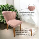 Ver imagem 7 de Kit 02 Cadeiras Estofada Pétala para Sala de Estar - Élpis Móveis - Veludo Rosê