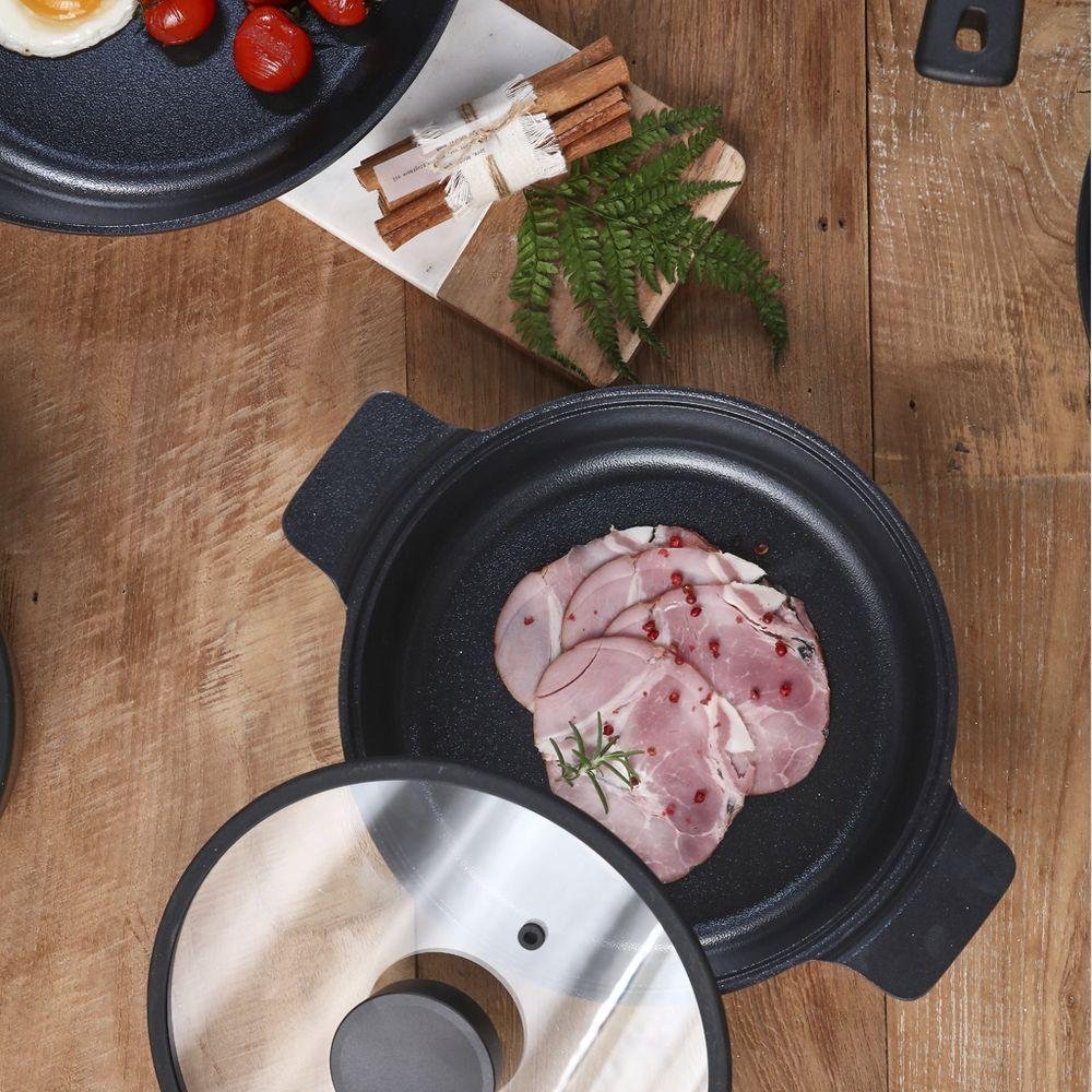 Caçarola 24cm Neoflam Vulkan Aluminio Injetado Indução Preto - 3