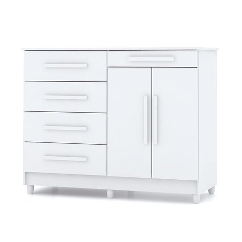 Cômoda Sapateira para Quarto 05 Gavetas e 02 Portas Livia Branco - Pallazio