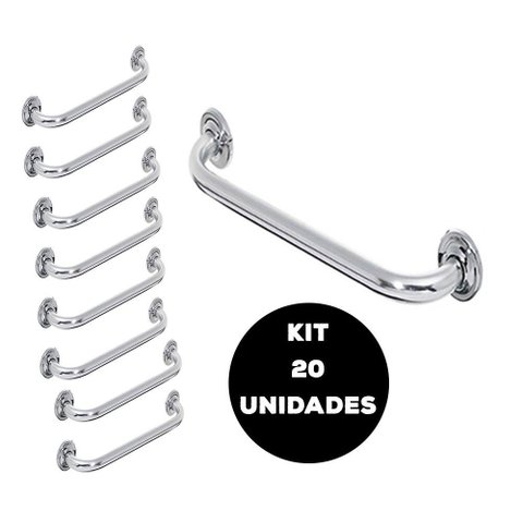 Barra de Apoio Alça Banheiro Inox 50cm Kit 20 Unidades Cadeirante Deficiente Idoso