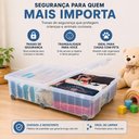 Ver imagem 6 de Bau Organizador 45L Transparente 6 Rodinhas Empilhavel Guarda Roupas Cama