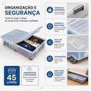Ver imagem 7 de Bau Organizador 45L Transparente 6 Rodinhas Empilhavel Guarda Roupas Cama