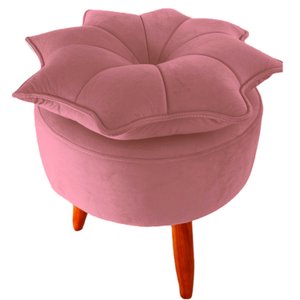 Puff Pétala Moderno Veludo Rosa Bêbê