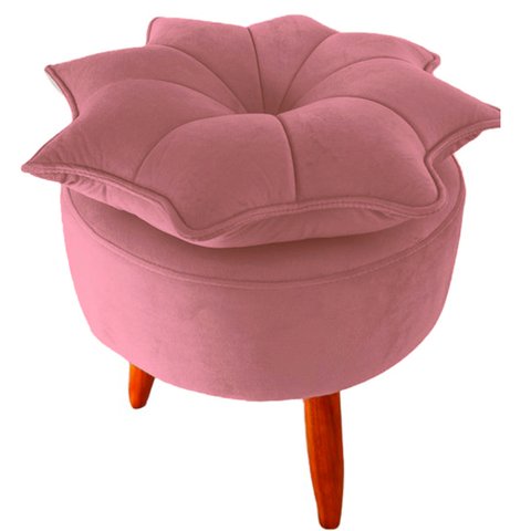 Puff Pétala Moderno Veludo Rosa Bêbê