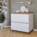 Ver imagem 1 de Balcão 1 Porta 1 Gaveta com Rodapé 80 cm 100% MDF Rainha Branco/Nature