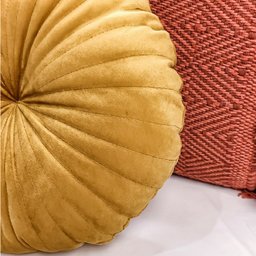 2 Almofadas Redondas Rendy em Veludo Várias Cores Cor:terracota e Mostarda - 4