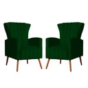 Ver imagem 1 de Kit 02 Poltrona Decorativa Melinda Suede Verde - Fm