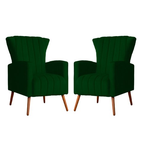 Kit 02 Poltrona Decorativa Melinda Suede Verde - Fm