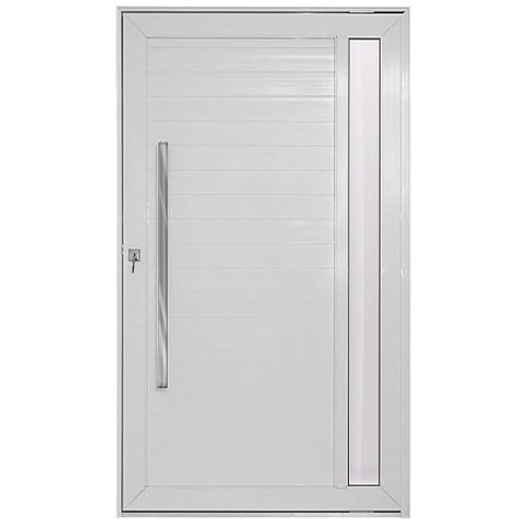 Porta Pivotante Alumínio Branco Lambril c/Visor Lateral Px 100cm Maxx - 230x110 - Esquerda