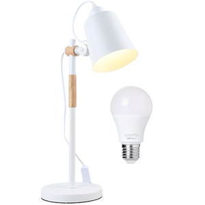 Luminária de Mesa 57cm Retrô Escandinava Articulada Metal Madeira Gimpo Kjtd-687 + 1 Lâmpada 12w Led