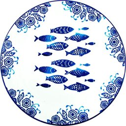 Jogo Prato Raso Jantar 12 Pessoas 12pçs Peixe Mar Praia 26cm - 1