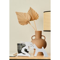 Escultura Decorativa Menina e o Cachorro 31x15cm Branco - 3