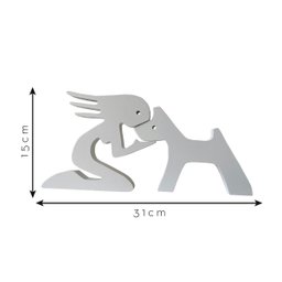 Escultura Decorativa Menina e o Cachorro 31x15cm Branco - 2