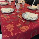 Ver imagem 3 de Toalha de Mesa Quadrada Jacquard Luxo Sinos de Natal - 1,40 x 1,40M