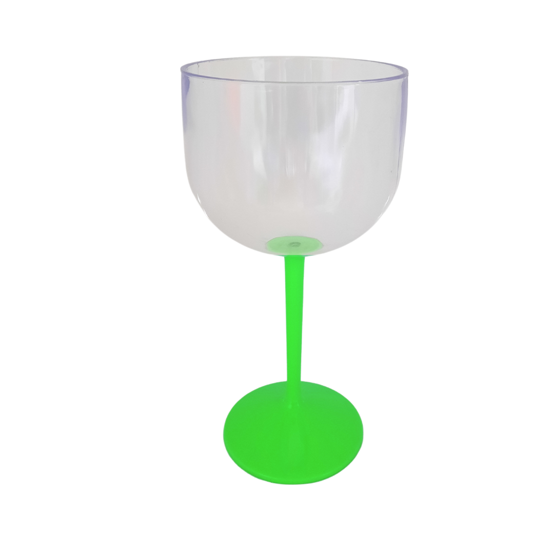 10 Taças de Gin Acrílico Base Sólida Neon 550 ML: Verde Neon