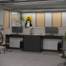 Conjunto de Escritório 3 Peças Smart Office 2 Mesas e 1 Aparador Buffet - Preto e Cedro - 1