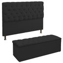 Ver imagem 1 de Jogo Cabeceira e Sapateira Recamier Lana para Cama Box Solteiro 90 Cm - Sv Decor:preto