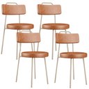 Ver imagem 1 de Kit 04 Cadeiras Decorativas Estofada Sala Jantar Barcelona Arena L02 Couríssimo Camel - Lyam