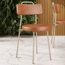 Ver imagem 2 de Kit 04 Cadeiras Decorativas Estofada Sala Jantar Barcelona Arena L02 Couríssimo Camel - Lyam