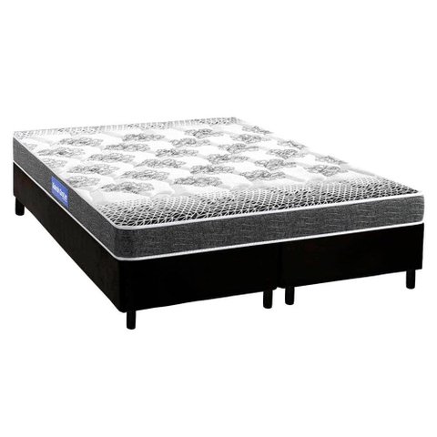 Cama Box Queen: Colchão Espuma Probel Guarda Costas Resistente + Base CRC Courano Black(158x198)