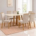 Ver imagem 1 de Conjunto Sala de Jantar Mesa Lisa 160cm Tampo MDF Canto Reto 6 Cadeiras Tainá