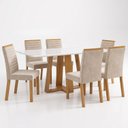 Ver imagem 2 de Conjunto Sala de Jantar Mesa Lisa 160cm Tampo MDF Canto Reto 6 Cadeiras Tainá