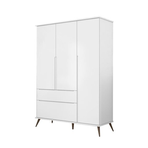 Guarda Roupa Retro Melinda 3 Portas Branco - Fbaby