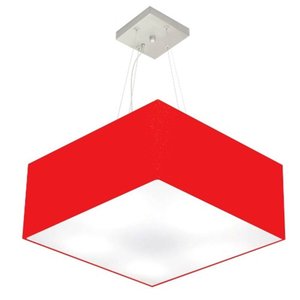 Lustre Pendente Quadrado Vivare Md-4071 Cúpula em Tecido 30/70x70cm - Bivolt - Vermelho - Bivolt