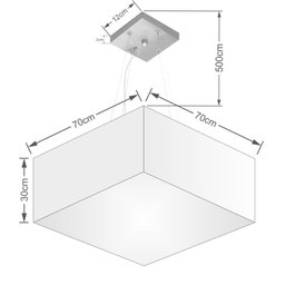 Lustre Pendente Quadrado Vivare Md-4071 Cúpula em Tecido 30/70x70cm - Bivolt - Vermelho - Bivolt - 2