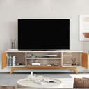 Ver imagem 3 de Rack para TV até 72 Polegadas Valencia 3 Portas Off White/Nature - Giga Móveis
