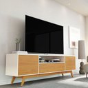 Ver imagem 1 de Rack para TV até 72 Polegadas Valencia 3 Portas Off White/Nature - Giga Móveis
