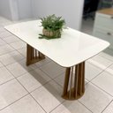 Ver imagem 1 de Mesa de Jantar 4 Lugares Retangular 1,60m 100%mdf Cor:off White com Freijó